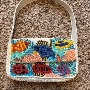 Colorful Beaded Fish Design Women's Bag